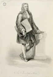 Sir Christopher Wren, gravé par James Godby, pub. par Edward Orme, 1815